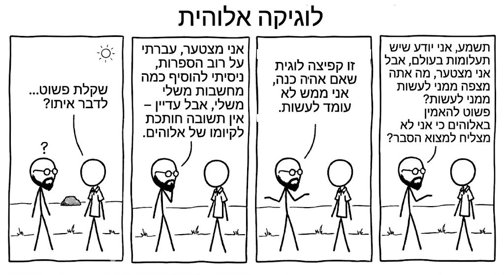 קומיקס: 'היגיון אלוהי' — פילוסוף שמיצה את הספרות על קיום האל; מישהו שואל, שקלת פשוט לדבר איתו?